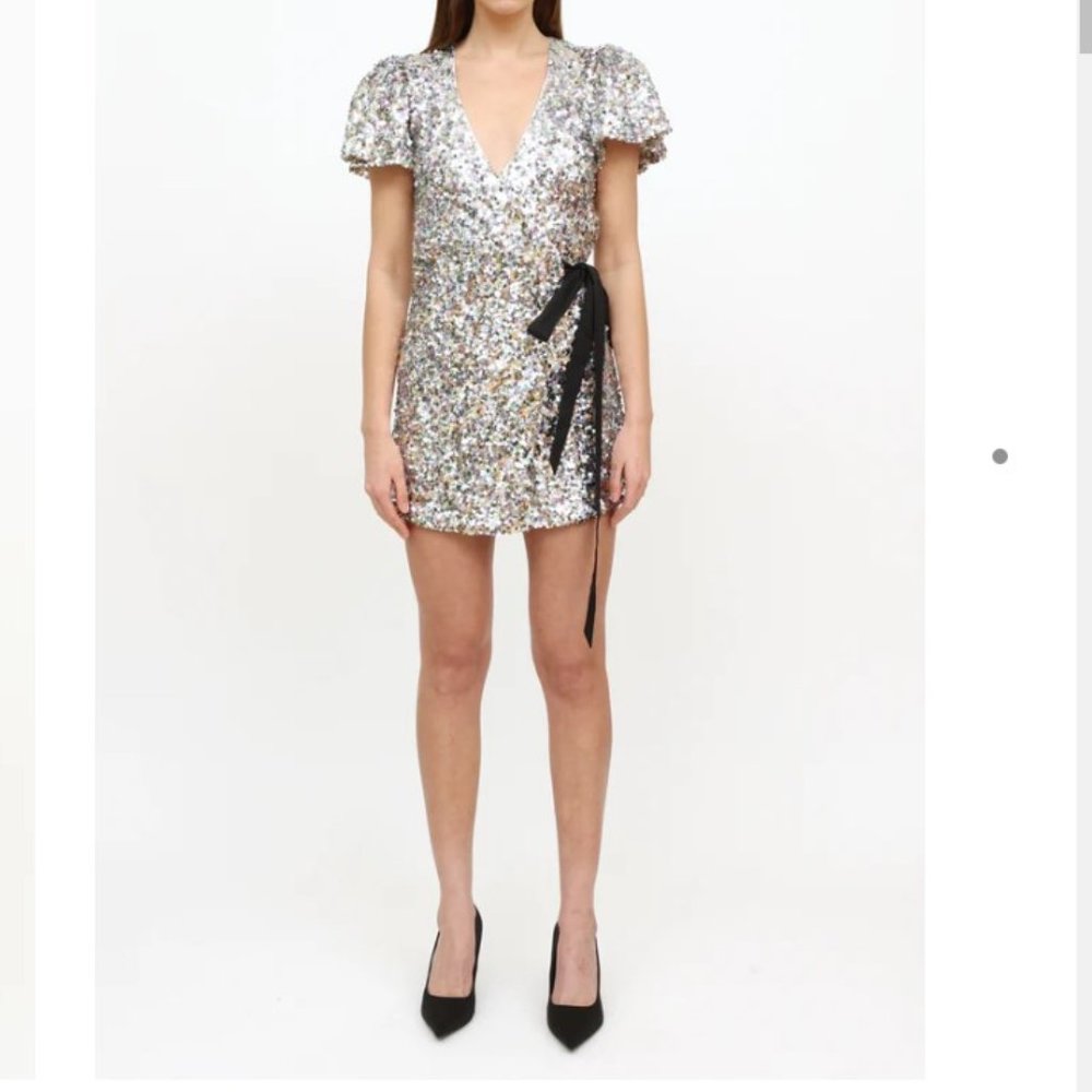ROTATE BIRGER CHRISTENSEN Frida Sequin Wrap Dress